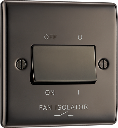 BG NBN15 Nexus Metal Black Nickel 1 Gang 10A 10AX 3 Pole Fan Isolator Plate Switch