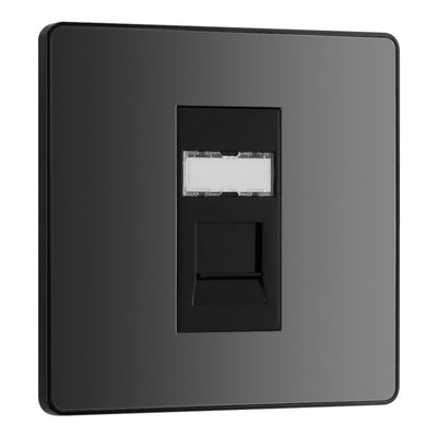 BG Evolve Black Chrome RJ45 Cat6 Single Data Outlet PCDBCRJ451B with 35mm Steel Back Box