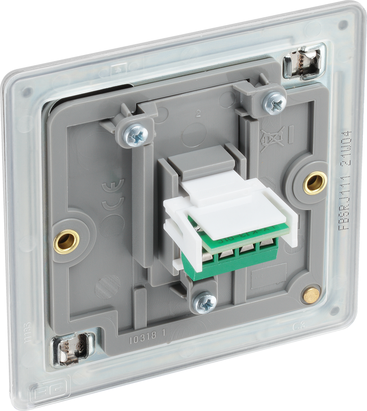 FBSRJ111 Back - This RJ11 telephone socket from British General uses a screw terminal connection and can be used for connecting a single analogue phone line.