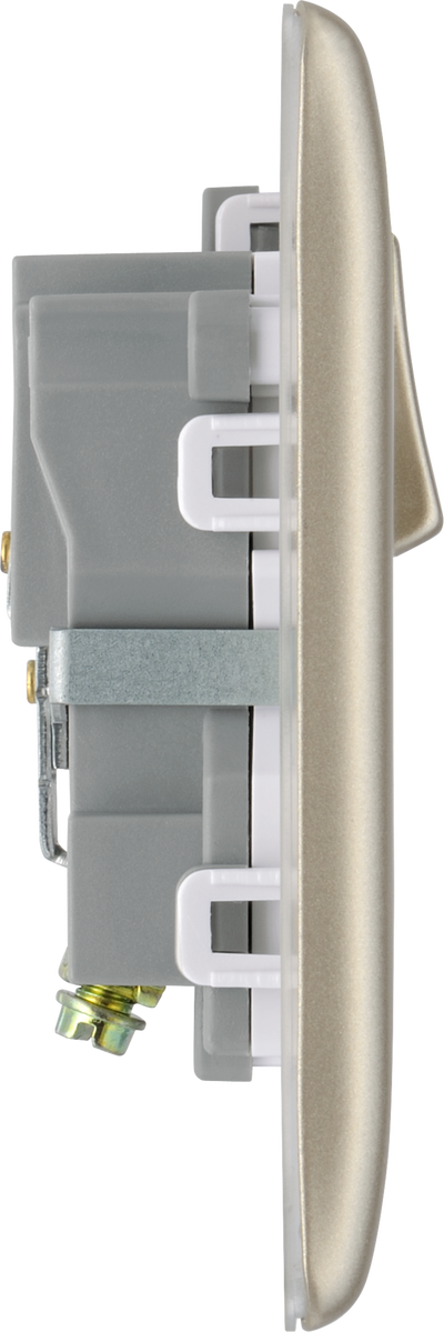 BG NPR21W Nexus Metal Pearl Nickel 1 Gang 13A Switched Socket