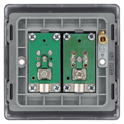 BG Nexus Matt Black Double 1x Co-Axial 1x Satellite Socket NFB65 with 25mm Steel Back Box