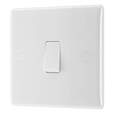 BG Nexus Single 2 Way Light Switch 1 Gang 10AX White & 32mm Pattress Back Box