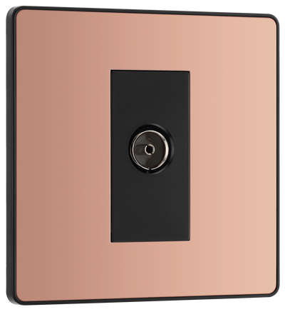 BG Evolve PCDCP60B Polished Copper Co-Axial Socket Outlet - Black Insert by British General