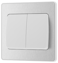 BG PCDBS42WW Brushed Steel Evolve 2 Gang 20A 16AX 2 Way Wide Rocker Light Switch - White Insert