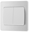 BG PCDBS42WW Brushed Steel Evolve 2 Gang 20A 16AX 2 Way Wide Rocker Light Switch - White Insert by British General (BG-PCDBS42WW-Shopify-SA_1)