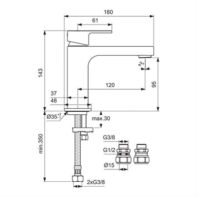 Ideal Standard Edge Basin Tap - Chrome - A7576AA
