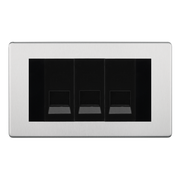 BG Screwless Brushed Steel 3 Gang Master Telephone Socket, Screw Terminal - Black Insert by British General (BG-FBSBTMS3B)