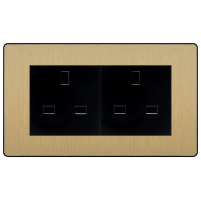 BG Evolve Satin Brass 4 Gang 13A Unswitched Socket - PCDSB4GUSSB by British General (BG-PCDSB4GUSSB)