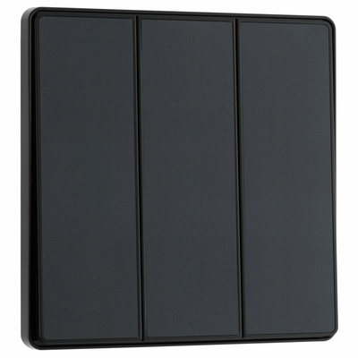 BG Evolve Matt Grey 3 Gang 2-Way 20A Edge to Edge Rocker Light Switch | PCDMG43EB