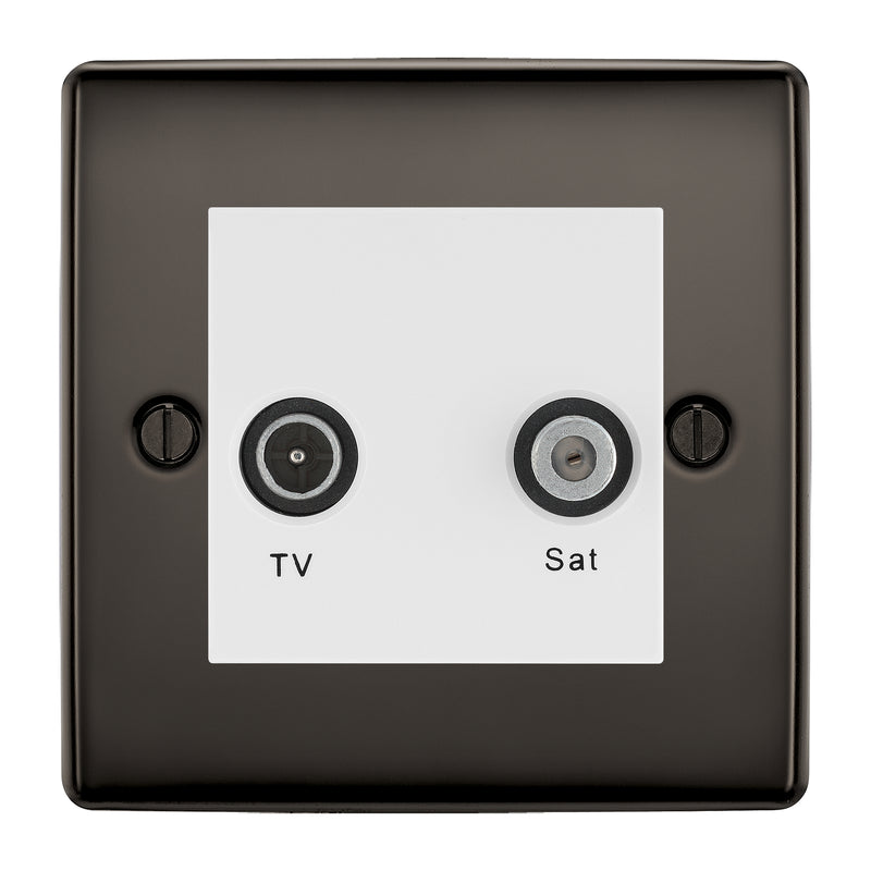 BG Nexus Metal Black Nickel TV & Satellite Socket NBNTVSATW