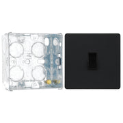 BG Evolve Matt Black 1 Gang 20A 16AX 2 Way Light Switch PCDMB12B with 35mm Steel Back Box