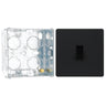 BG Evolve Matt Black 1 Gang 20A 16AX 2 Way Light Switch PCDMB12B with 35mm Steel Back Box by British General