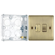 BG Nexus Antique Brass 13A Switched Fused Connection Unit NAB50 with 25mm Steel Back Box by British General (BG-NAB50+HGS02)