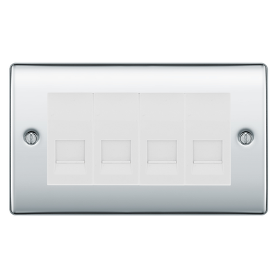 BG Nexus Polished Chrome 4 Gang Master Telephone Socket, Screw Terminal - White Insert by British General (BG-NPCBTMS4W)