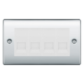 BG Nexus Polished Chrome 4 Gang Master Telephone Socket, Screw Terminal - White Insert