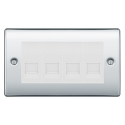BG Nexus Polished Chrome 4 Gang Master Telephone Socket, Screw Terminal - White Insert by British General (BG-NPCBTMS4W)