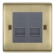 BG Nexus Antique Brass Double IDC Secondary Telephone Socket - Grey Insert by British General (BG-NABBTS2G)