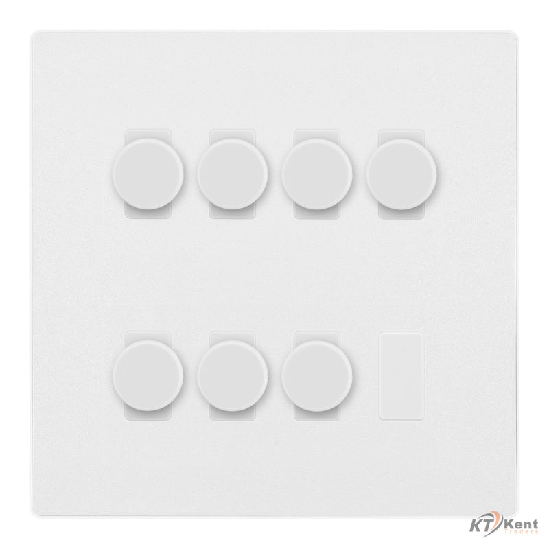 BG Evolve Pearlescent White 7 Gang Dual Mode LED Dimmer Light Switch 2 Way Custom Switch