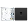 BG Evolve Black Chrome 1 Gang 20A 16AX 2 Way Light Switch PCDBC12B with 25mm Steel Back Box by British General