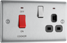 BG NBS70B Nexus Metal Brushed Steel 45A 2 Pole Cooker Switch 13A Neon Switched Socket - Black Insert by British General (BG-NBS70B-Shopify-SA_1)