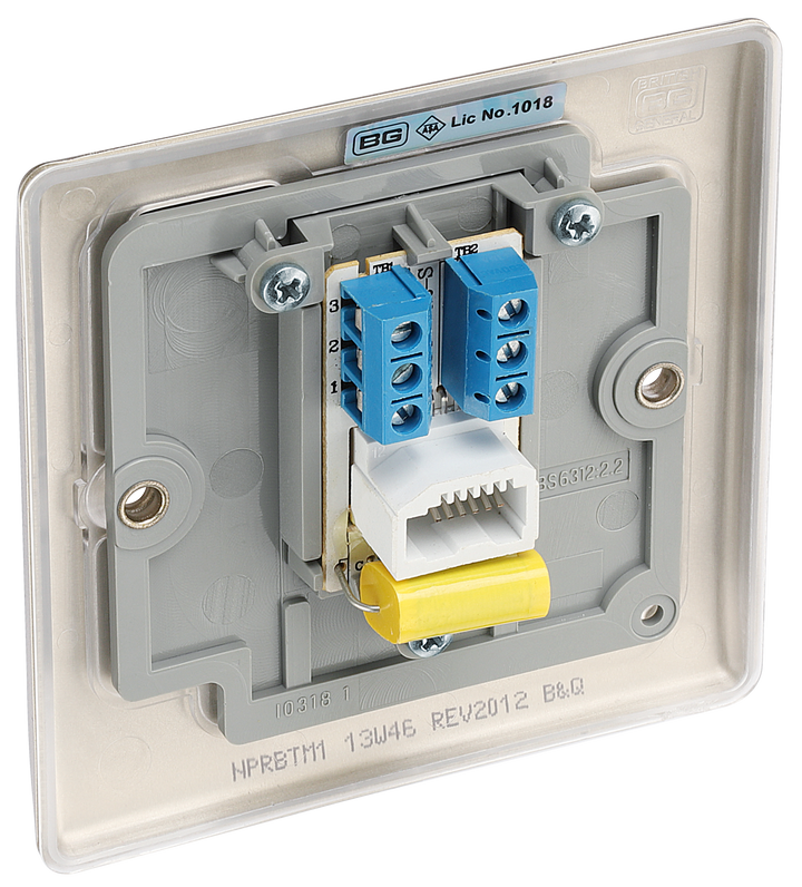  NPRBTM1 Back - This master telephone socket from British General uses a screw terminal connection and should be used where your telephone line enters your property.