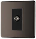 BG FBN64 Flatplate Screwless Satellite socket, 1 gang, black insert