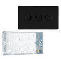BG Screwless Matt Black 200W 2 Way Triple Trailing Edge Dimmer Switch FFB83 with 25mm Steel Back Box