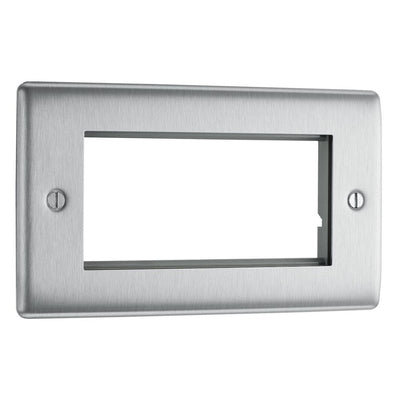 BG Brushed Steel 4G Euro Plate with 45W USB A+C Charger Modules - White Insert
