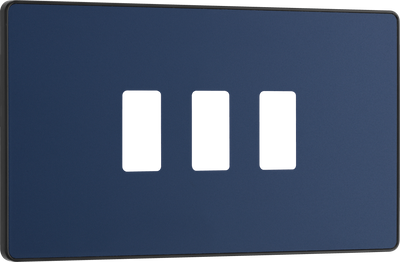 BG RPCDDB3B Evolve Grid Matt Blue 3 Module Rectangular Front Plate - Black Trim