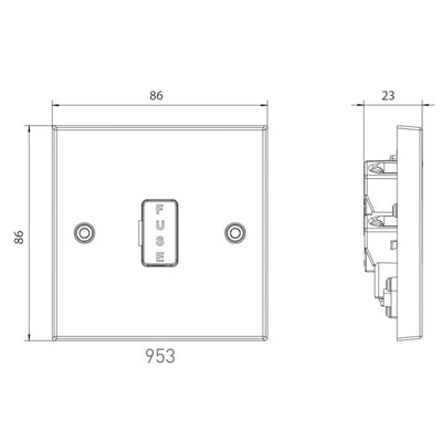 BG 953 Moulded Square Edge | White | Unswitched Spur + 3A Fuse by British General (BG-953)