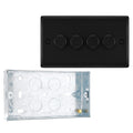 BG Nexus Matt Black 200W 2 Way Quadruple Trailing Edge Dimmer Switch NFB84 with 25mm Steel Back Box