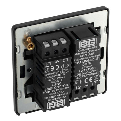 BG Evolve PCDCP82B Polished Copper 2 Gang 200W Intelligent Trailing Edge Dimmer Switch - Black Insert