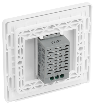 BG PCDBSTDM1W Brushed Steel Evolve 1 Gang 200W Trailing Edge Master Touch Dimmer - White Insert