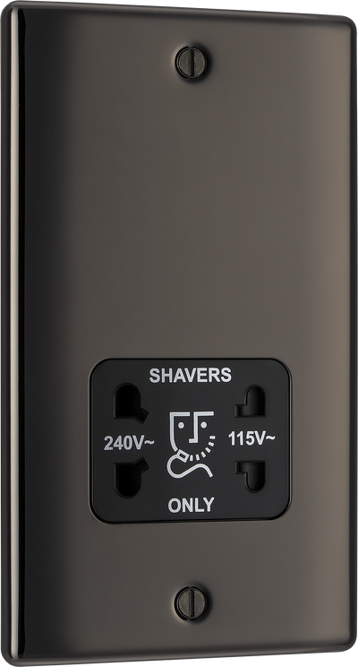 BG NBN20B Nexus Metal Black Nickel 115-230V Dual Voltage Shaver Socket