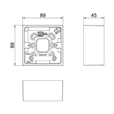 BG 977 Moulded Square Edge | White | 45mm | 1 Gang Surface Box by British General (BG-977)