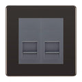 BG Screwless Black Nickel Double IDC Secondary Telephone Socket - Grey Insert