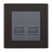 BG Screwless Black Nickel Double IDC Secondary Telephone Socket - Grey Insert by British General (BG-FBNBTS2G)