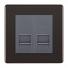 BG Screwless Black Nickel Double IDC Secondary Telephone Socket - Grey Insert by British General (BG-FBNBTS2G)