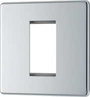 BG Electrical FPCEMS1 Euro Module Screwless Flat-Plate 1 Module Square Front Plate Polished Chrome by British General (BG-FPCEMS1-Shopify-SA_1)
