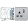 BG Screwless Brushed Steel 13A Single Socket FBS21G with 35mm Steel Back Box by British General