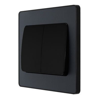BG Evolve Matt Grey 20A 16AX Double Wide Rocker Light Switch PCDMG42WB with 25mm Steel Back Box
