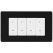 BG Nexus Screwless Matt Black Quad Master Touch Dimmer Switch White Inserts FFBTDM4W by British General (BG-FFBTDM4W)