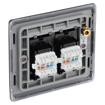 BG Nexus Matt Black 2 Gang RJ45 Double Data Outlet NFBRJ452 with 35mm Steel Back Box