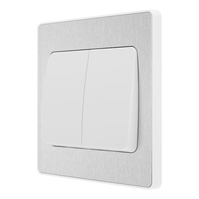 BG Evolve Brushed Steel 2G Wide Rocker Light Switch PCDBS42WW with 35mm Steel Back Box