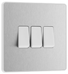 BG PCDBS43W Brushed Steel Evolve 3 Gang 20A 16AX 2 Way Light Switch - White Insert by British General (BG-PCDBS43W-Shopify-SA_1)