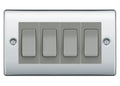 BG Nexus Polished Chrome 4 Gang Intermediate Light Switch Custom Grid - Grey Insert