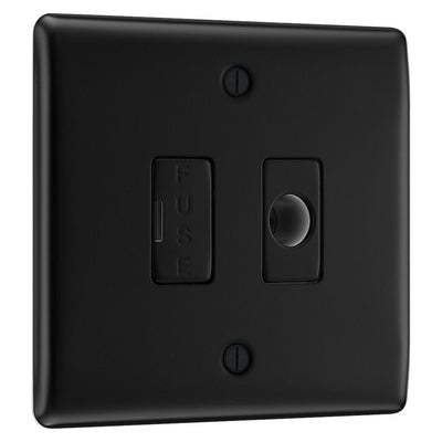 BG Nexus Matt Black 13A Unswitched Spur + Cable Outlet NFB55 with 35mm Steel Back Box