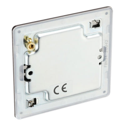 BG Screwless Black Nickel  Single Blank Plate FBN94 with 25mm Steel Back Box
