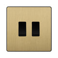 BG Evolve Satin Brass 2 Gang Light Switch 1x Intermediate 1x 2 Way Custom Grid Switch