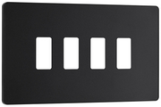 BG RPCDMB4B Evolve Grid Matt Black 4 Module Rectangular Front Plate - Black Trim by British General (BG-RPCDMB4B-Shopify-SA_1)